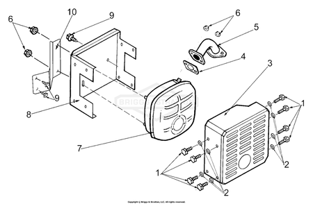 Exhaust And Fittings Diagram and Parts List for 1948-0  Briggs and Stratton Generator